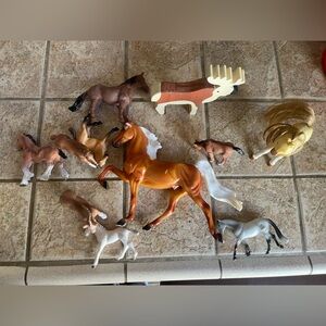 Assorted Kids Toy Horse and Animal Figure Set - Golden Brown
